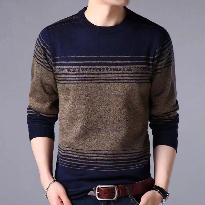 Autumn Winter KPOP Fashion Harajuku Sweater Man All Match Thick Knitting Tops Men Loose Casual Long Sleeve Pullover Y2K T-shirts voguable