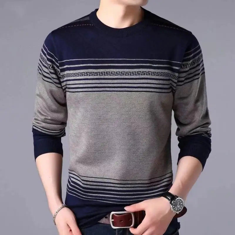 Autumn Winter KPOP Fashion Harajuku Sweater Man All Match Thick Knitting Tops Men Loose Casual Long Sleeve Pullover Y2K T-shirts voguable