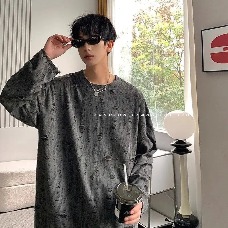 Spring Autumn New Fashion Solid T-Shirts Casual Loose Tees All Match Pullovers O Neck Long Sleeve Korean Style Sweatshirt Tops voguable