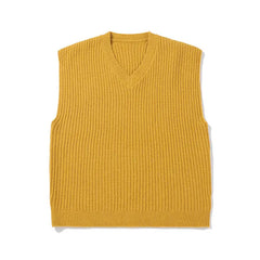 2023 Autumn and Winter V-neck Sweater Vest Men Solid Color Acrylic Sleeveless Ins College Style Harajuku Knitted Sweater Men voguable