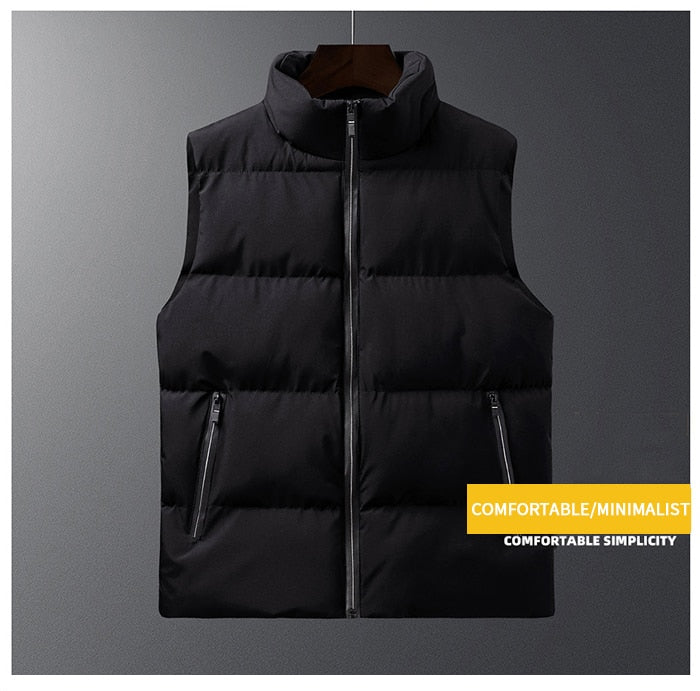 Voguable New Men's Jacket Winter Male Vest For Down Cotton Casual Sleeveless Jacket Waistcoat High Quality Windproof Warm Vest Coat voguable