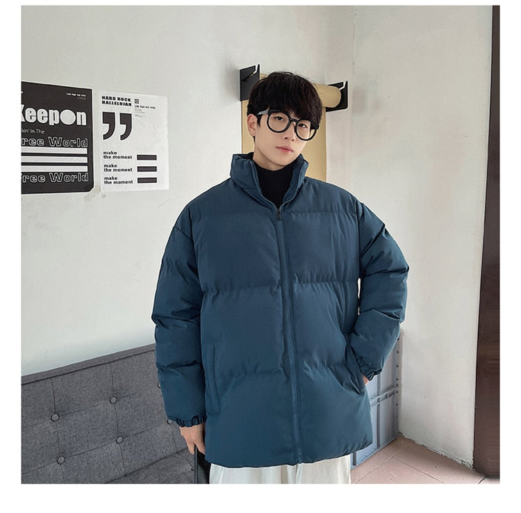 Voguable Thicken Warm Jackets Mens 2022 Winter New Japanese Street Unisex Loose Hip Hop High Street All-match Stand Collar Puffer Jackets voguable