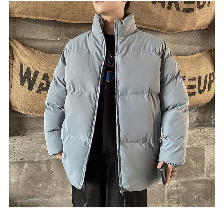 Voguable Thicken Warm Jackets Mens 2022 Winter New Japanese Street Unisex Loose Hip Hop High Street All-match Stand Collar Puffer Jackets voguable