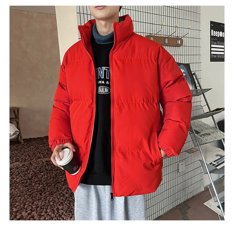 Voguable Thicken Warm Jackets Mens 2022 Winter New Japanese Street Unisex Loose Hip Hop High Street All-match Stand Collar Puffer Jackets voguable