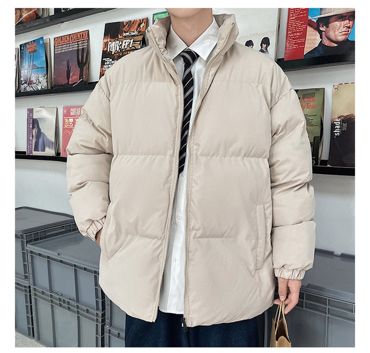 Voguable Thicken Warm Jackets Mens 2022 Winter New Japanese Street Unisex Loose Hip Hop High Street All-match Stand Collar Puffer Jackets voguable