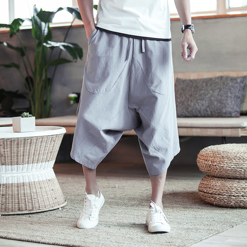 Men Harajuku Harem Pants Mens Summer Cotton Linen Joggers Pants Male Vintage Chinese Style Sweatpants Fashions voguable