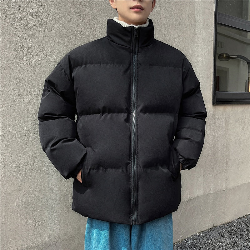 Voguable Thicken Warm Jackets Mens 2022 Winter New Japanese Street Unisex Loose Hip Hop High Street All-match Stand Collar Puffer Jackets voguable