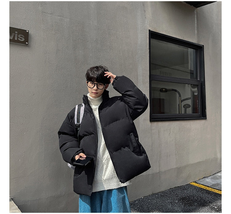 Voguable Thicken Warm Jackets Mens 2022 Winter New Japanese Street Unisex Loose Hip Hop High Street All-match Stand Collar Puffer Jackets voguable