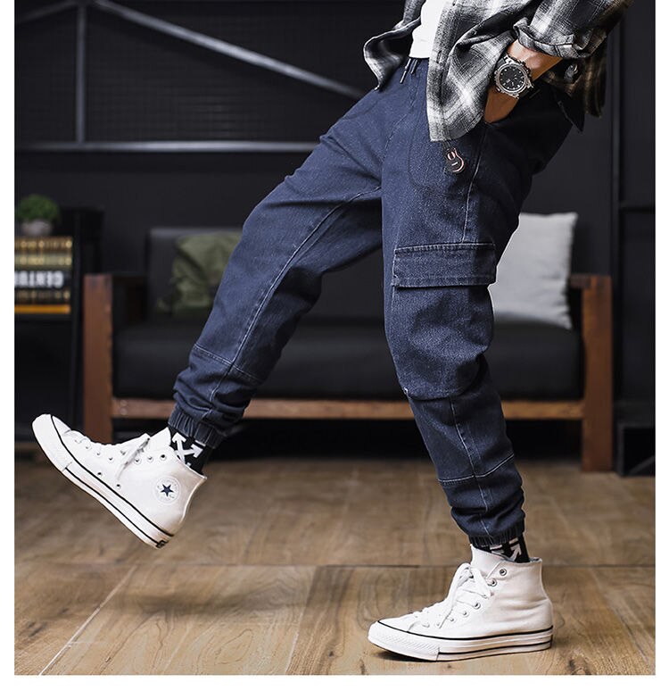 Voguable Plus size Jeans Men Hip hop StreetWear Joggers Ankle Length Denim Cargo Pants Loose Pocket Harem Trousers Sweatpants voguable