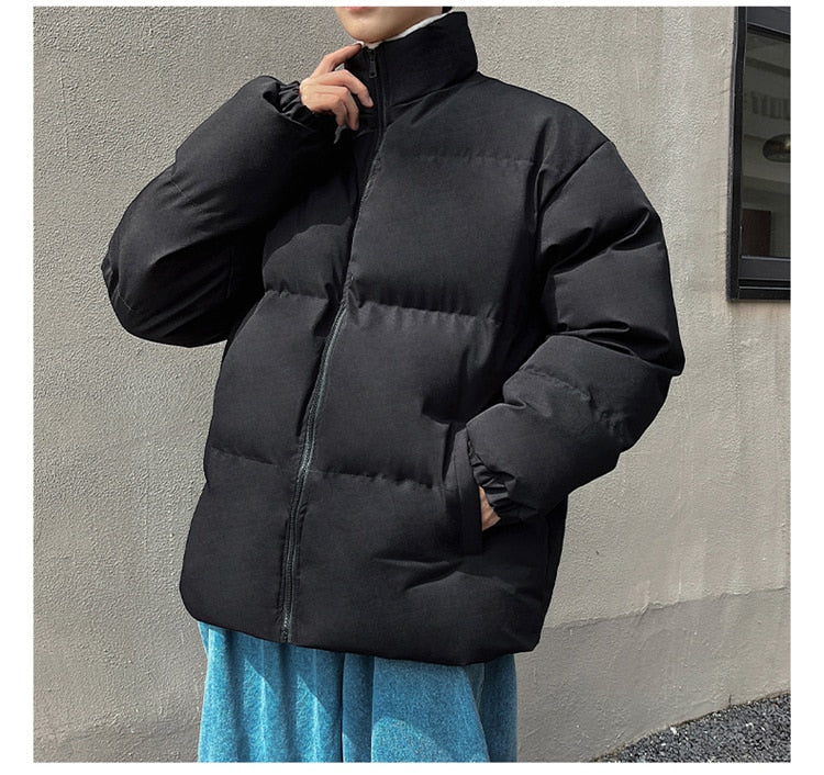 Voguable Thicken Warm Jackets Mens 2022 Winter New Japanese Street Unisex Loose Hip Hop High Street All-match Stand Collar Puffer Jackets voguable