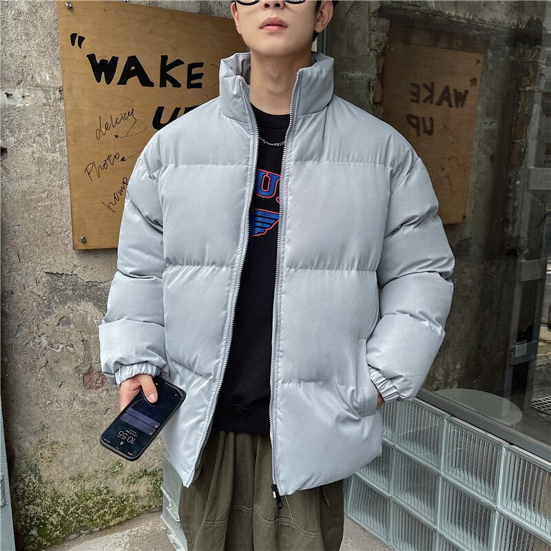 Voguable Thicken Warm Jackets Mens 2022 Winter New Japanese Street Unisex Loose Hip Hop High Street All-match Stand Collar Puffer Jackets voguable