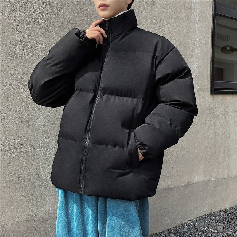 Voguable Thicken Warm Jackets Mens 2022 Winter New Japanese Street Unisex Loose Hip Hop High Street All-match Stand Collar Puffer Jackets voguable