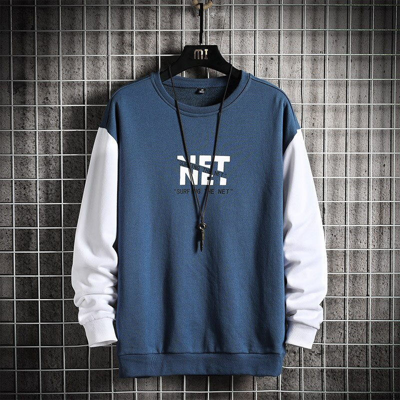 Voguable  2021 Fashion Harajuku Sweatshirts Men Spring Autumn New Hip Hop Hoody Mens Casual O-Neck Patchwork Sweatshirt for Young Men voguable