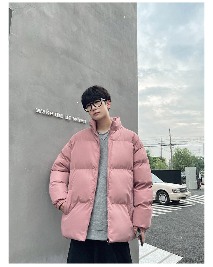 Voguable Thicken Warm Jackets Mens 2022 Winter New Japanese Street Unisex Loose Hip Hop High Street All-match Stand Collar Puffer Jackets voguable