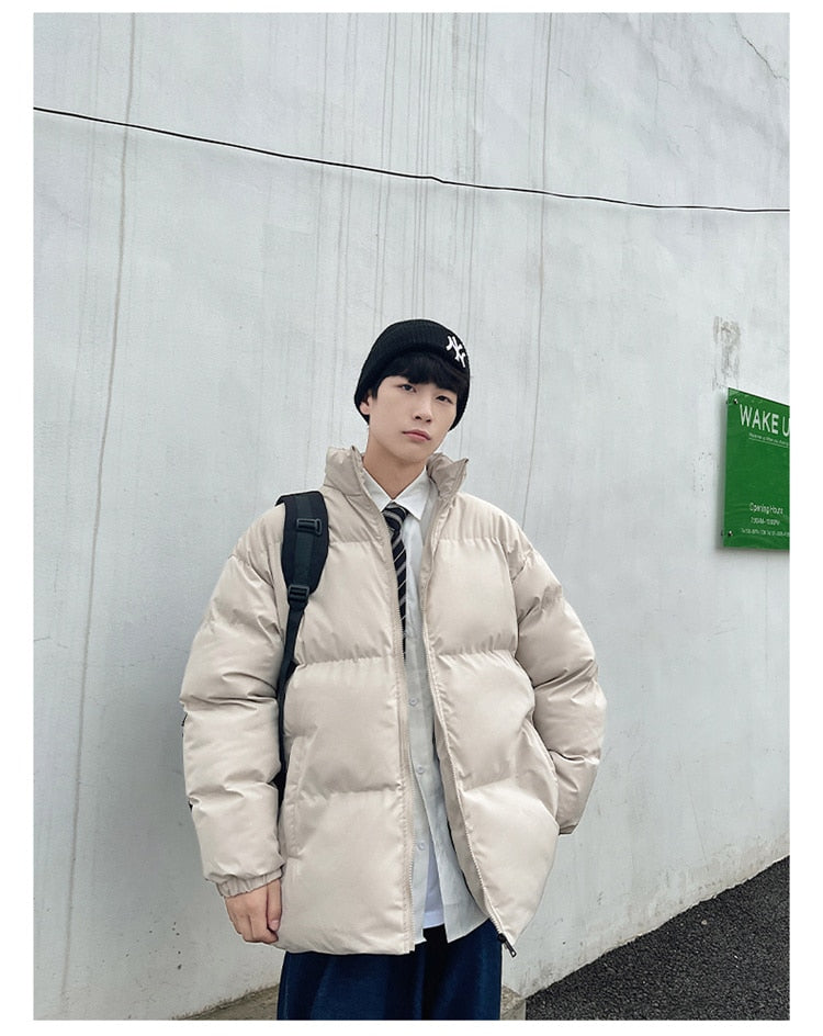 Voguable Thicken Warm Jackets Mens 2022 Winter New Japanese Street Unisex Loose Hip Hop High Street All-match Stand Collar Puffer Jackets voguable