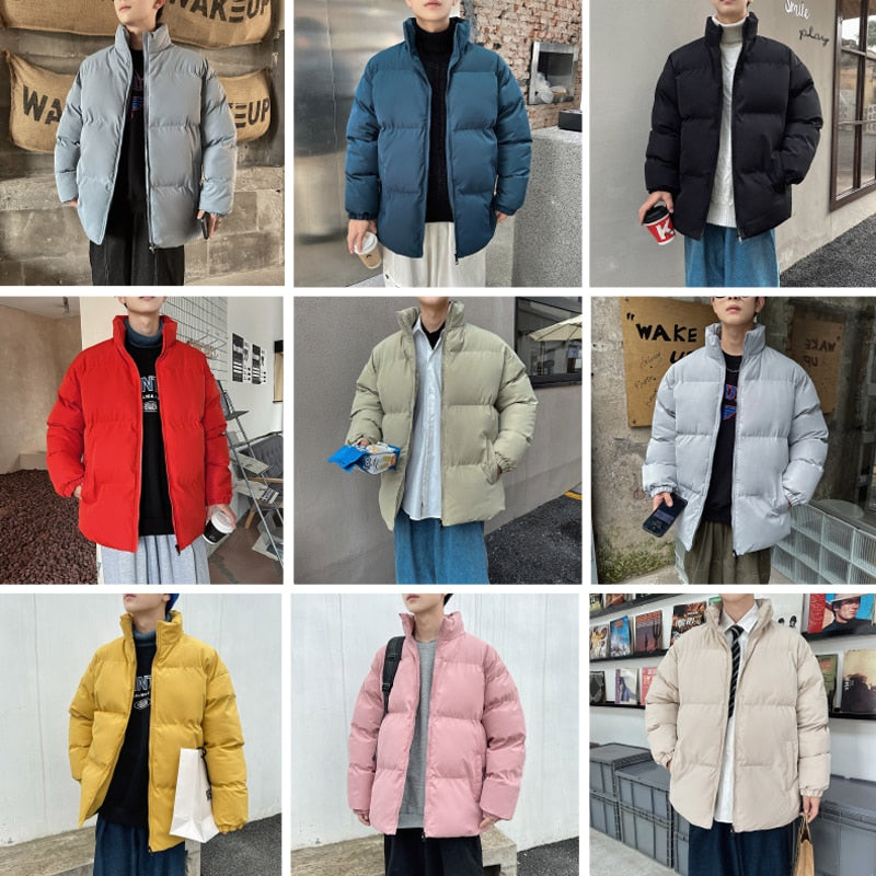 Voguable Thicken Warm Jackets Mens 2022 Winter New Japanese Street Unisex Loose Hip Hop High Street All-match Stand Collar Puffer Jackets voguable