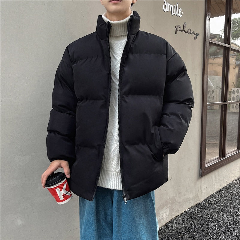 Voguable Thicken Warm Jackets Mens 2022 Winter New Japanese Street Unisex Loose Hip Hop High Street All-match Stand Collar Puffer Jackets voguable