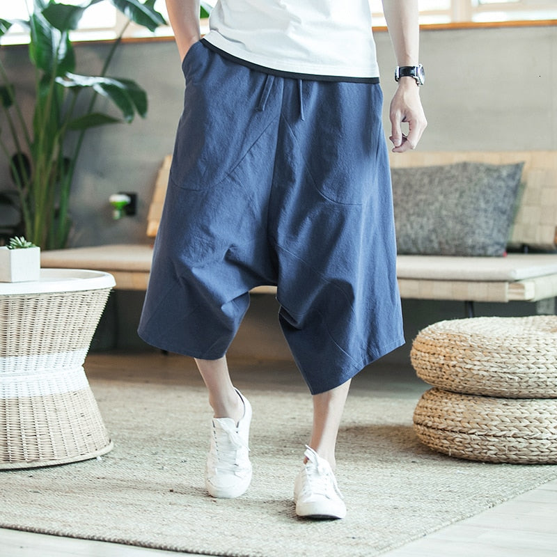Men Harajuku Harem Pants Mens Summer Cotton Linen Joggers Pants Male Vintage Chinese Style Sweatpants Fashions voguable