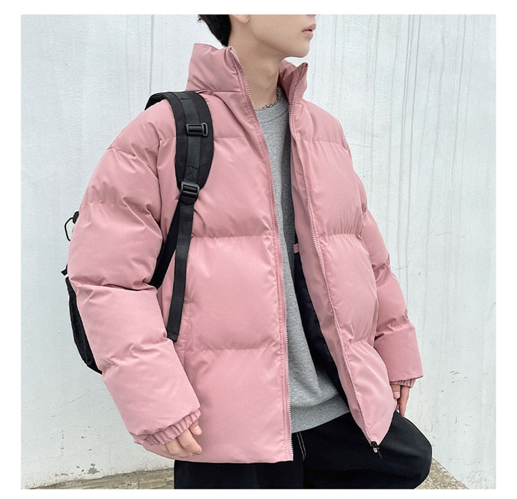 Voguable Thicken Warm Jackets Mens 2022 Winter New Japanese Street Unisex Loose Hip Hop High Street All-match Stand Collar Puffer Jackets voguable