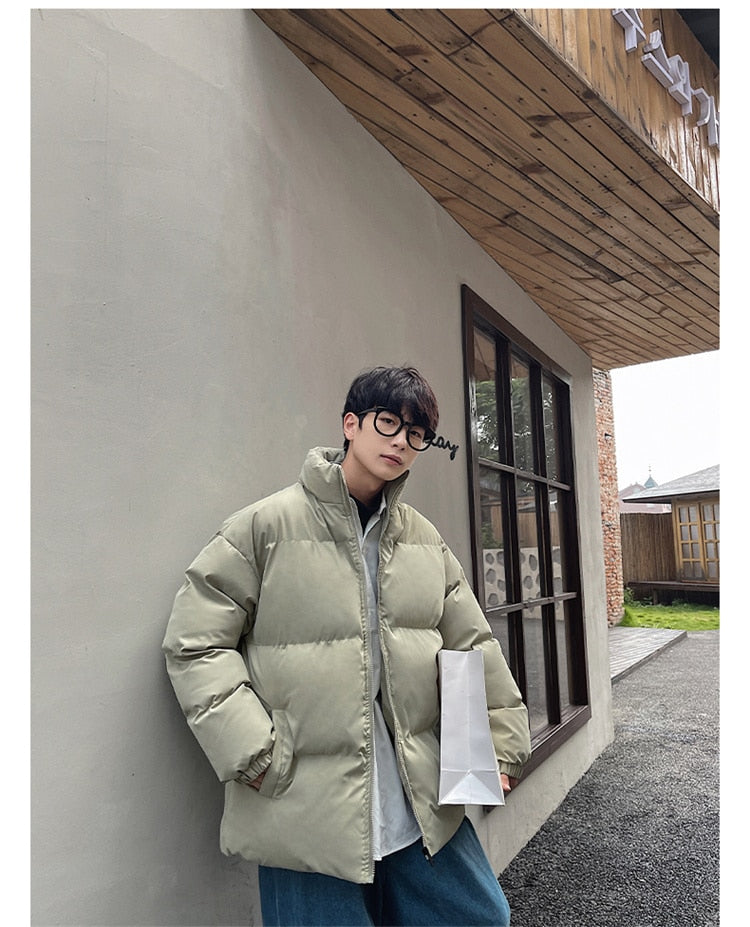 Voguable Thicken Warm Jackets Mens 2022 Winter New Japanese Street Unisex Loose Hip Hop High Street All-match Stand Collar Puffer Jackets voguable