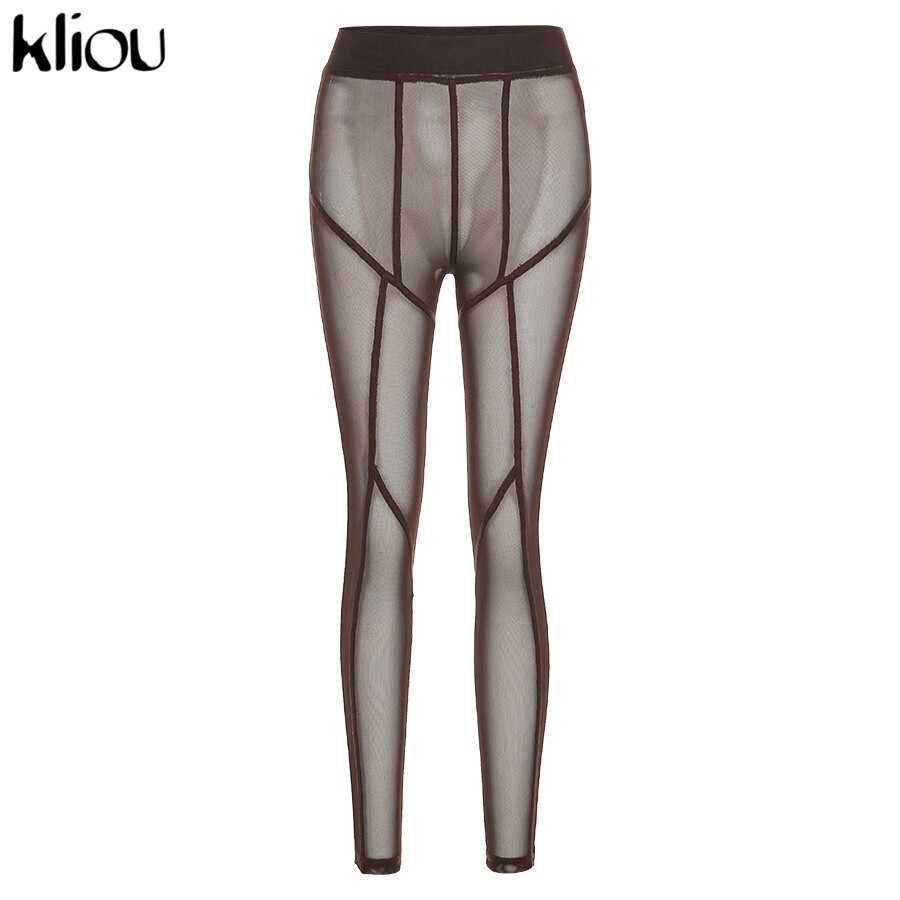 Voguable   Mesh See Through Pants Women 2021 Hot Sexy High Waist Patchwork Sheer Leggings Body-shaping Baddie Style Skinny Trousers voguable