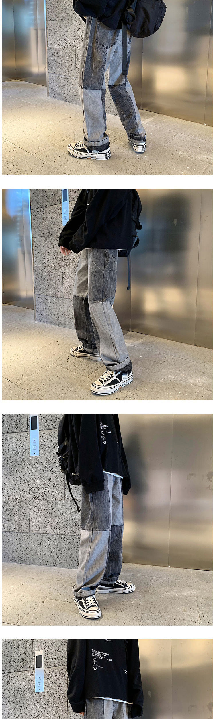 Voguable Korean Style Fashion Men's Denim Wide-leg Pants 2021 New Autumn Loose Straight-leg Jeans Paneled Denim Trousers Male voguable