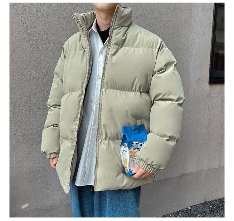 Voguable Thicken Warm Jackets Mens 2022 Winter New Japanese Street Unisex Loose Hip Hop High Street All-match Stand Collar Puffer Jackets voguable