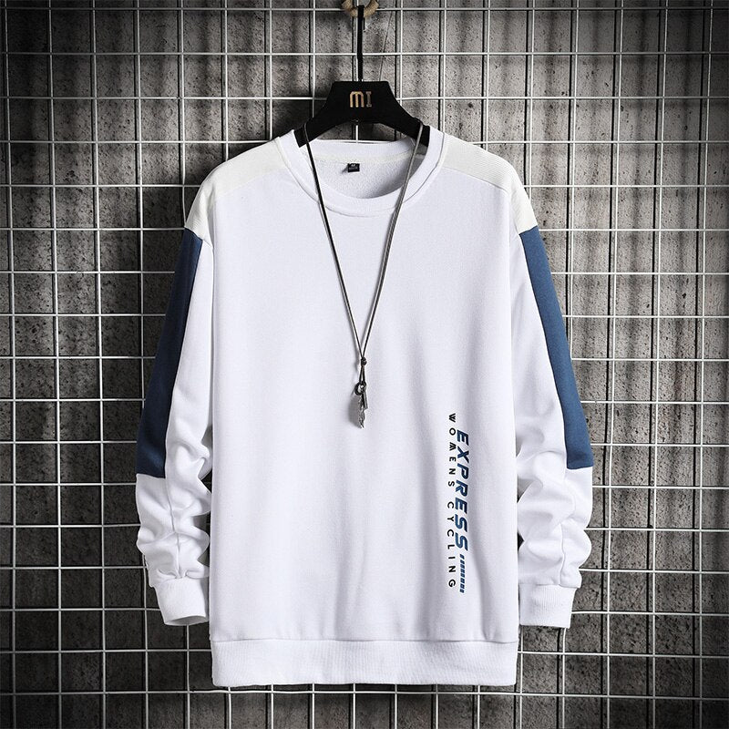 Voguable  2021 Fashion Harajuku Sweatshirts Men Spring Autumn New Hip Hop Hoody Mens Casual O-Neck Patchwork Sweatshirt for Young Men voguable