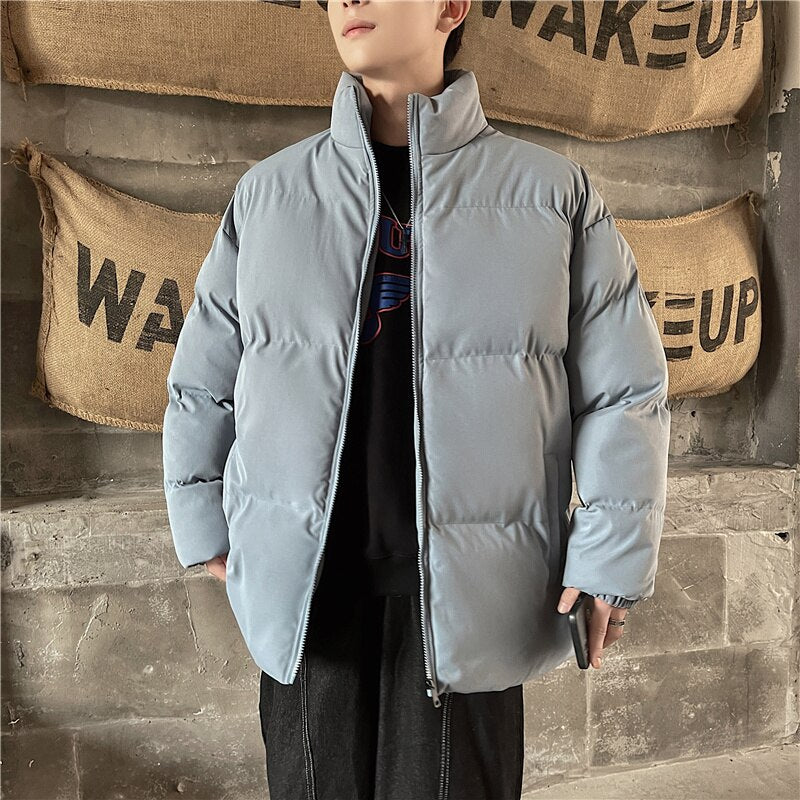 Voguable Thicken Warm Jackets Mens 2022 Winter New Japanese Street Unisex Loose Hip Hop High Street All-match Stand Collar Puffer Jackets voguable