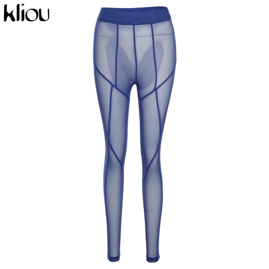 Voguable   Mesh See Through Pants Women 2021 Hot Sexy High Waist Patchwork Sheer Leggings Body-shaping Baddie Style Skinny Trousers voguable