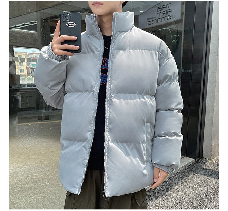 Voguable Thicken Warm Jackets Mens 2022 Winter New Japanese Street Unisex Loose Hip Hop High Street All-match Stand Collar Puffer Jackets voguable