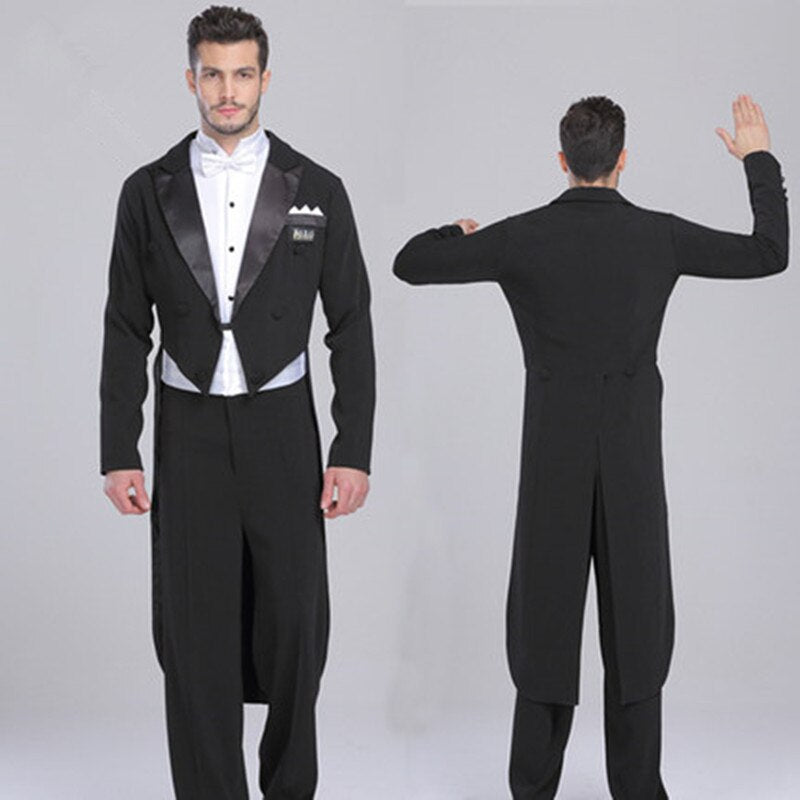 Voguable New men's tuxedo swimsuit dress smoking masculino standard dance men suit black two pieces mens wedding suits jacket+pants voguable