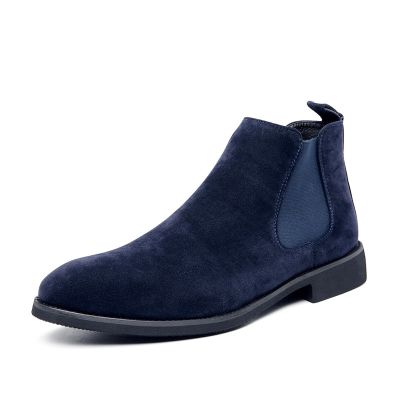 Chelsea Boots Men Blue Faux Suede Classic Fashion Business Casual Men Short Boots Ankle Zapatos De Seguridad Hombre voguable