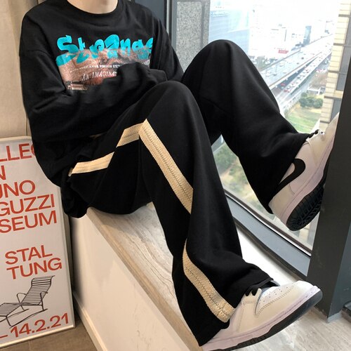 Pants Men Personality All-match Trendy Handsome High Street Design European Stylish Black Hip Hop Teens Trouser Autumn Baggy Ins voguable