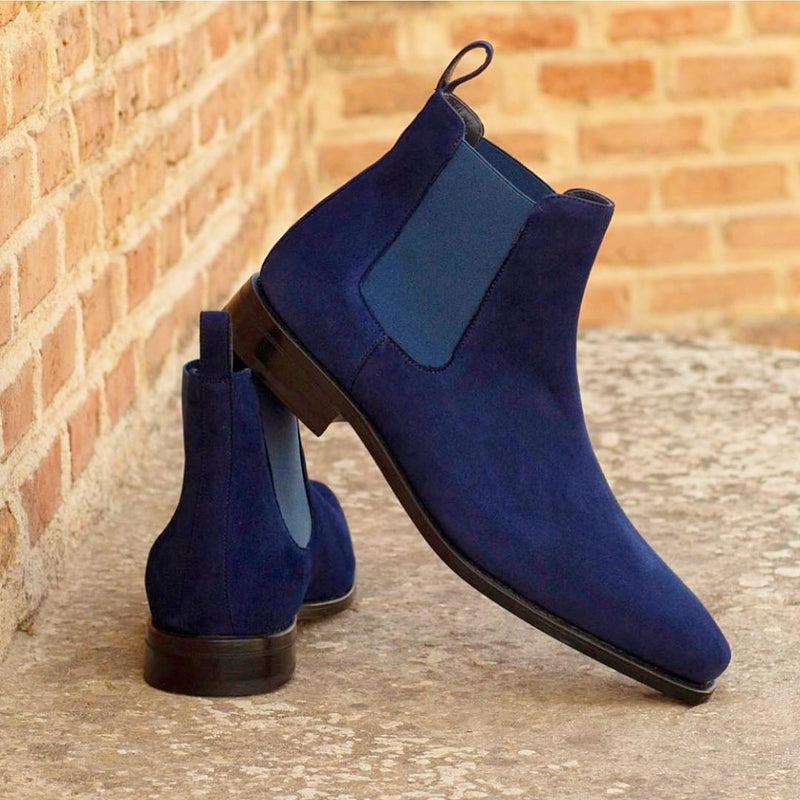 Chelsea Boots Men Blue Faux Suede Classic Fashion Business Casual Men Short Boots Ankle Zapatos De Seguridad Hombre voguable