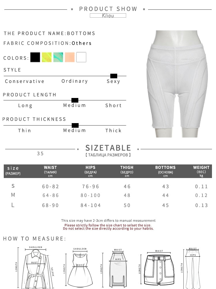 Kliou Mesh See Through Short Pants For Women Sexy Solid Body-shaping Midnight Style Streak Trousers Seductive Female Attirewear voguable