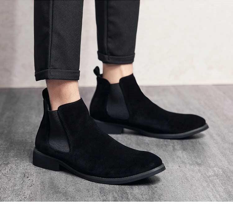 Chelsea Boots Men Blue Faux Suede Classic Fashion Business Casual Men Short Boots Ankle Zapatos De Seguridad Hombre voguable