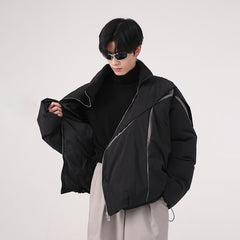 Men's Wear Winter New Korean Fashion Loose Personality Pleated Color Design Cotton Male Jacket Contrast Male Tops 9A6096 voguable