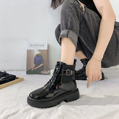 Lady Boots Lace Up Women's Rubber Shoes Rain Winter Footwear Boots-Women Luxury Designer Round Toe Lolita Mid Calf Mid-Calf voguable