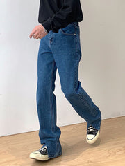 Voguable Men's Jeans Split Loose Leg Vintage Punk Denim Hip Hop Streetwear Pants Korean Chic Design Straight Casual Male Long Trousers voguable