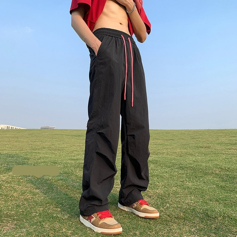 Summer Thin Nylon Pants Y2k Colorful Solid Women Quick Drying Pants Hip Hop Girls Loose Pant Streetwear Female Trousers 5xl voguable