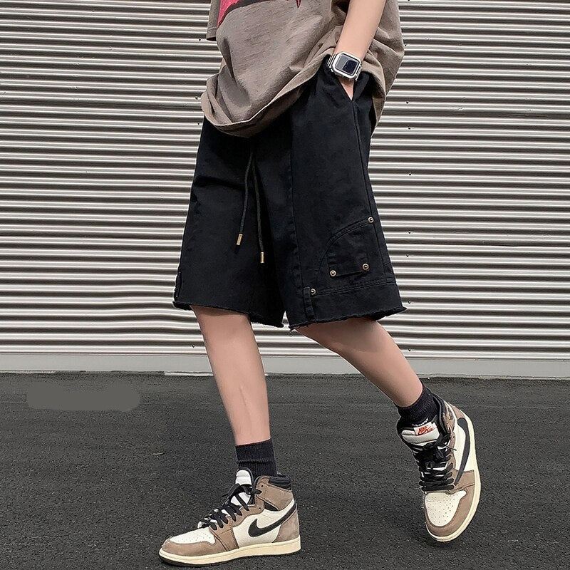 Summer New American Fashion Y2k Shorts Mens Loose Large M-5XL Solid Casual Short Pants Male All-match Hip Hop Streetwear voguable