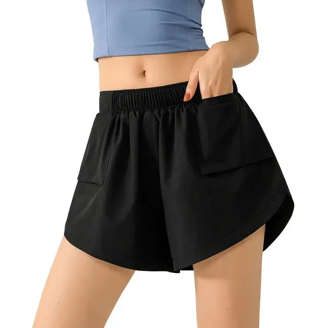 Women 2 In 1 Butt Scrunch Skirted Running Shorts Quick Dry Fake Skirt Sexy Gym Workout Short Pants Yoga Shorts voguable