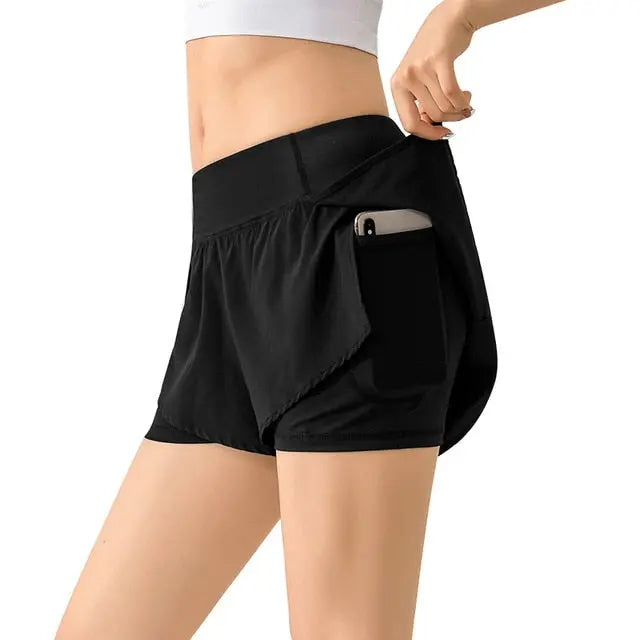 Women 2 In 1 Butt Scrunch Skirted Running Shorts Quick Dry Fake Skirt Sexy Gym Workout Short Pants Yoga Shorts voguable