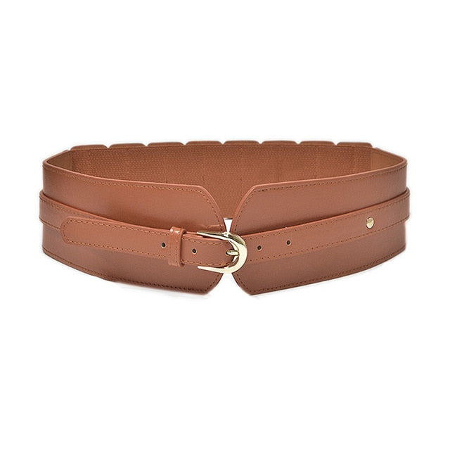 Luxury ladies wide belt elastic vintage buckle leather wide fashion wild pin buckle women's belt waist seal belt x208 voguable