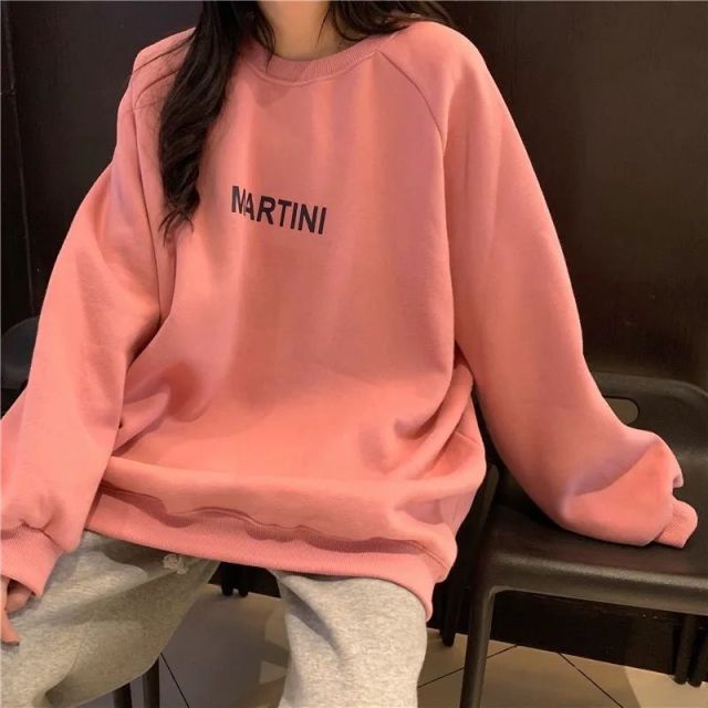 Voguable Autumn Winter Girl Korean Version Oversized Hoodies Street Style Letter Embroidery Sweatshirt Fleece Thick Pullover Tops Femmes voguable