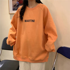 Voguable Autumn Winter Girl Korean Version Oversized Hoodies Street Style Letter Embroidery Sweatshirt Fleece Thick Pullover Tops Femmes voguable