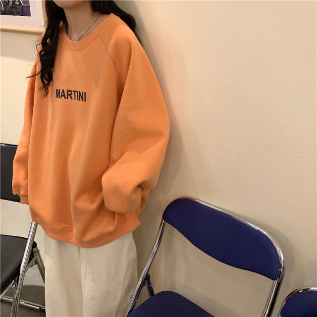 Voguable Autumn Winter Girl Korean Version Oversized Hoodies Street Style Letter Embroidery Sweatshirt Fleece Thick Pullover Tops Femmes voguable