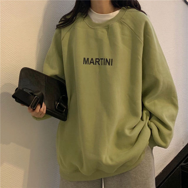 Voguable Autumn Winter Girl Korean Version Oversized Hoodies Street Style Letter Embroidery Sweatshirt Fleece Thick Pullover Tops Femmes voguable