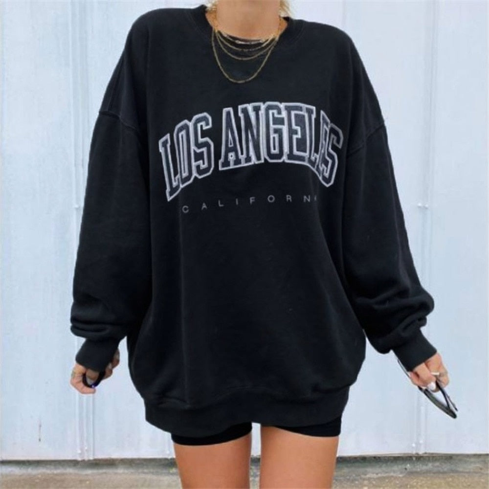 Crewneck Oversize Woman Sweatshirt Letter Printed Pullove Streetwear Women Hoodies Autumn Long Sleeve Loose Casual Hoodies voguable